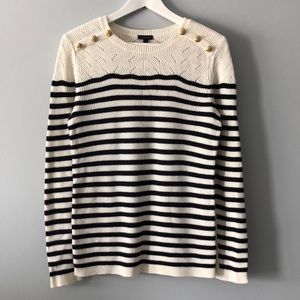 NWT TALBOTS BUTTON STRIPE SWEATER (SIZE:M)